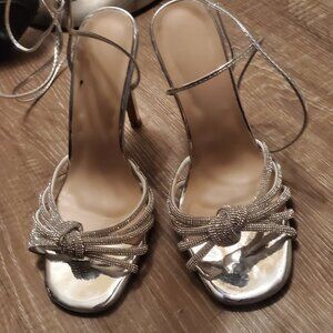 Silver lace up heels